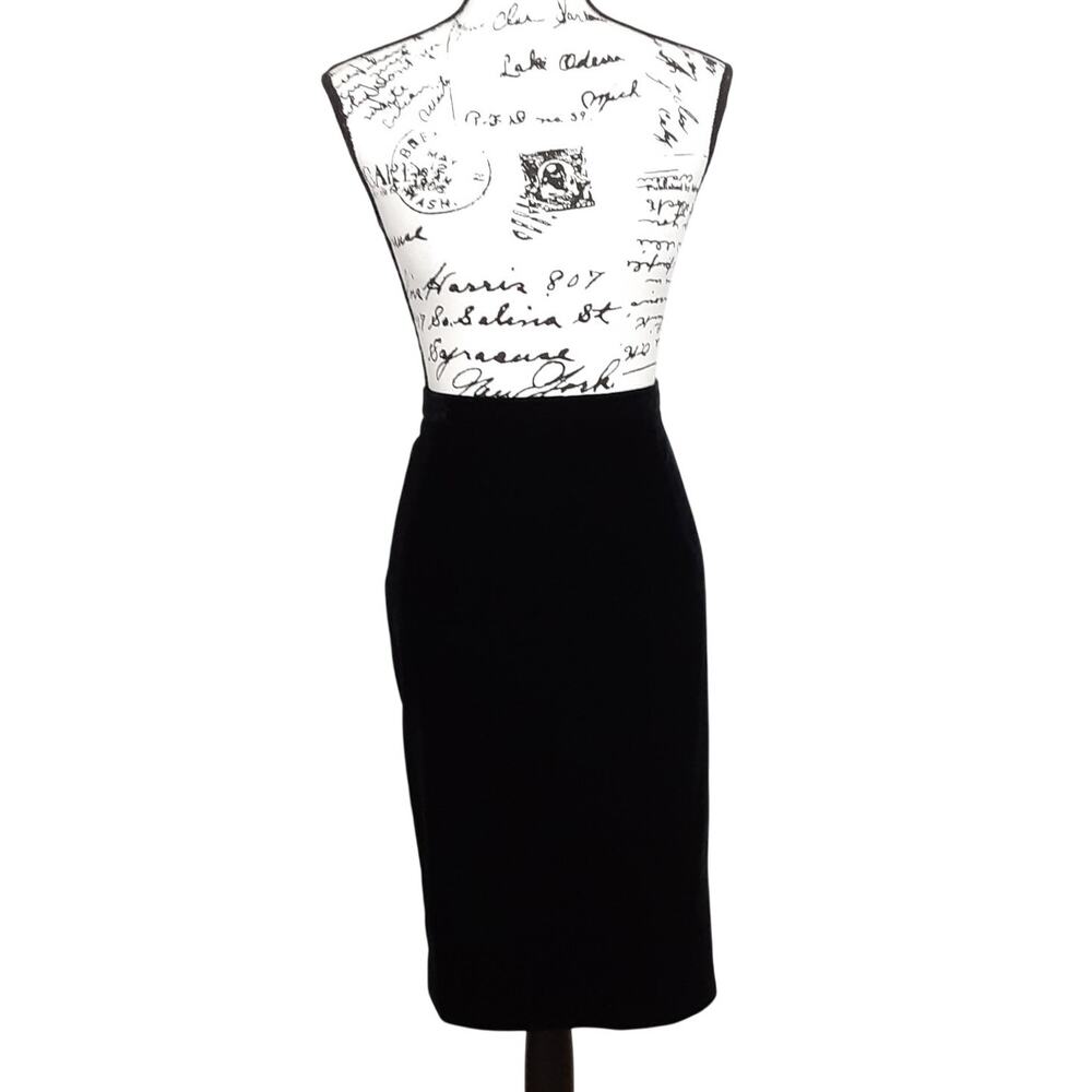 VTG 80s Scott McClintock Black Velour Pencil Skirt Crushed Velvet Knee Length